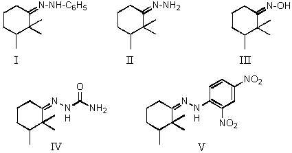 Which of the following is formed when 2,2,3-trimethylcyclohexanone reacts with hydrazine?   A) I B) II C) III D) IV E) V