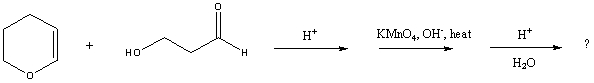 Complete the following reaction sequence,giving structural details of all significantintermediates and the final product.  