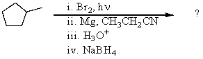 Complete the following reaction sequence,giving structural details of all significant intermediates.  