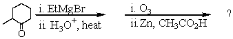 Complete the following reaction sequence,giving structural details of all significant intermediates.  