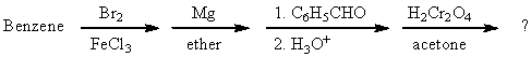 Complete the following reaction sequence,giving structural details of all significant intermediates and the final product.  