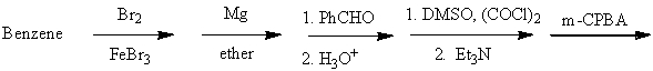Complete the following reaction sequence,giving structural details of all significant intermediates and the final product.  