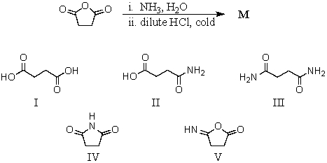 Predict the major organic product of the reaction sequence,   A) I B) II C) III D) IV E) V
