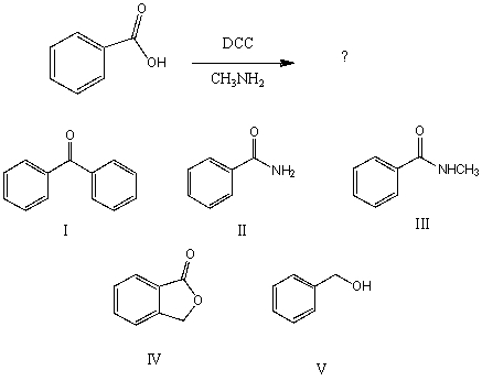 What would be the final organic product of the following reaction?   A) I B) II C) III D) IV E) V