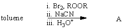 What is the expected product,A,of the following reaction sequence?   A) Benzyl formate B) Phenylacetic acid C) Benzenesulfonic acid D) 1-Chloro-1-phenyl acetic acid E) Dibenzylketone