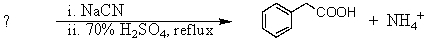 What is the reactant of the following reaction sequence?   A) BrCH<sub>2</sub>C<sub>6</sub>H<sub>5</sub> B) C<sub>6</sub>H<sub>5</sub>CH<sub>2</sub>COOH C) C<sub>6</sub>H<sub>5</sub>CH<sub>2</sub>OH D) C<sub>6</sub>H<sub>5</sub>CH<sub>2</sub>CH<sub>2</sub>COOH E) O=C(CH<sub>2</sub>C<sub>6</sub>H<sub>5</sub>) <sub>2</sub>