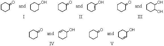 Which of the following is a keto-enol tautomeric pair?   A) I B) II C) III D) IV E) V