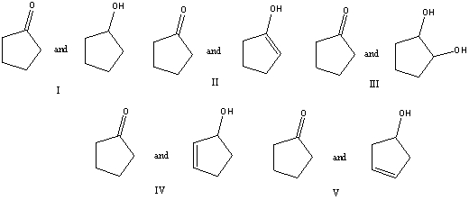 Which of the following is a keto-enol tautomeric pair?   A) I B) II C) III D) IV E) V