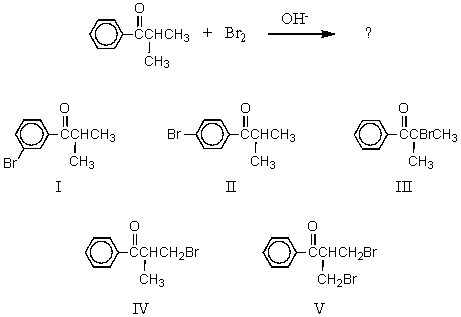 What would be the major product of the following reaction?   A) I B) II C) III D) IV E) V