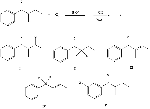 What would be the major product of the following reaction sequence?   A) I B) II C) III D) IV E) V