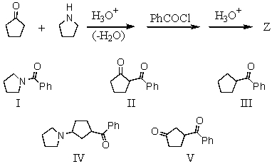 What is the product,Z,of the following reaction sequence?   A) I B) II C) III D) IV E) V