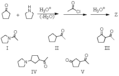 What is the product,Z,of the following reaction sequence?   A) I B) II C) III D) IV E) V