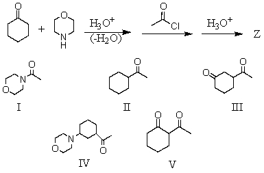 What is the product,Z,of the following reaction sequence?   A) I B) II C) III D) IV E) V