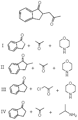 What combination of reagents can be used to make the following substance via an enamine?   A) I B) II C) III D) IV E) None of these reagents can be used.