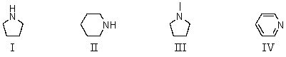Which of these amines is/are used with aldehydes and ketones to form enamines?   A) I B) II C) III D) IV E) Both I and II