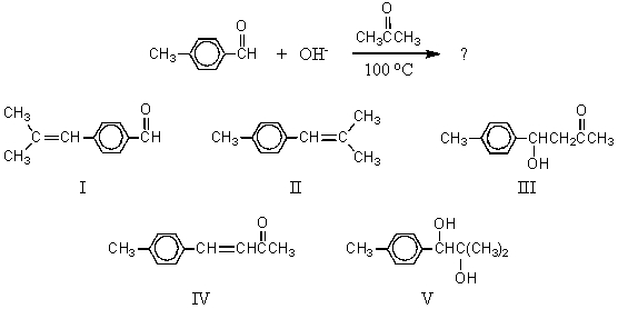 What would be the major product of the following reaction?   A) I B) II C) III D) IV E) V