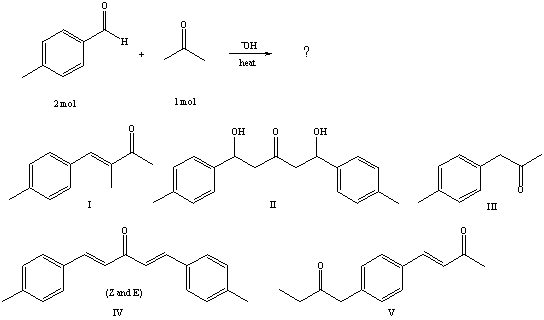 What would be the major product of the following reaction?   A) I B) II C) III D) IV E) V