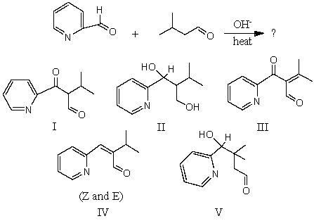 What would be the major product of the following reaction?   A) I B) II C) III D) IV E) V