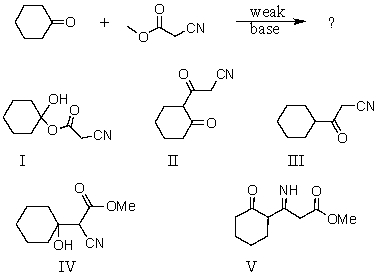 The product of the following reaction is:   A) I B) II C) III D) IV E) V