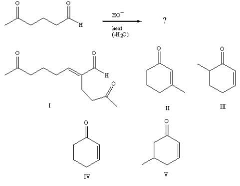 What product is formed during the following reaction?   A) I B) II C) III D) IV E) V