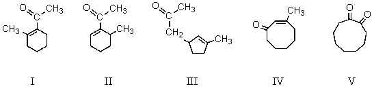When   cyclizes in basic solution,which of these compounds will be formed?   A) I B) II C) III D) IV E) V