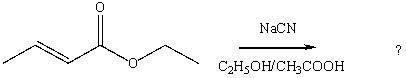  What would be the product of the following reaction?   A)    B) CH<sub>3</sub>CH \equiv CHCO<sub>2</sub>CN C) CH<sub>3</sub>CH=CHCN D)    E)    