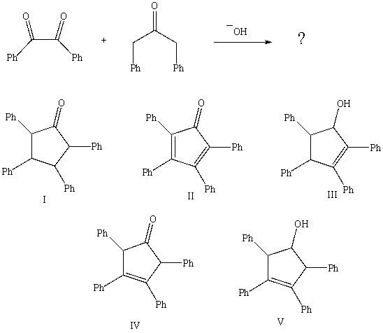 Predict the major product of the following reaction:   A) I B) II C) III D) IV e V