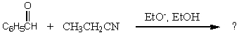What would be the product of the following reaction?   A) C<sub>6</sub>H<sub>5</sub>CH=CHCH<sub>2</sub>CN B)    C)    D)    E)   