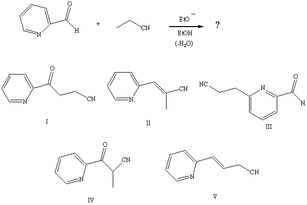 What would be the product of the following reaction?   A) I B) II C) III D) IV E) V