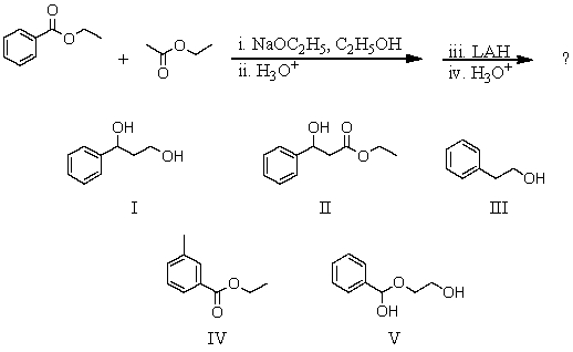 What would be the product of the following sequence?   A) I B) II C) III D) IV E) V