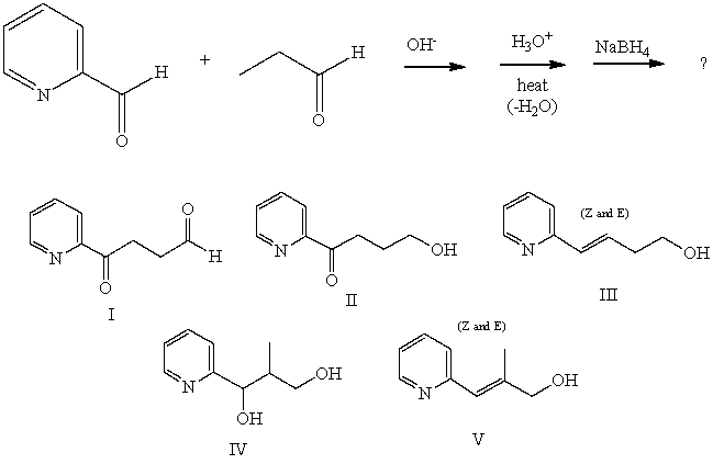Predict the product from the following sequence:   A) I B) II C) III D) IV E) V