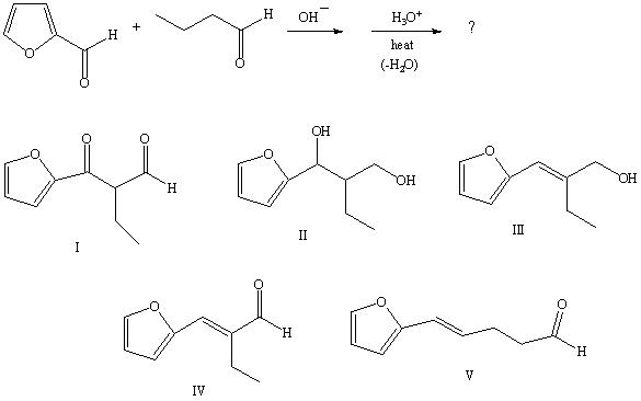 What would be the major product of the following reaction?   A) I B) II C) III D) IV E) V