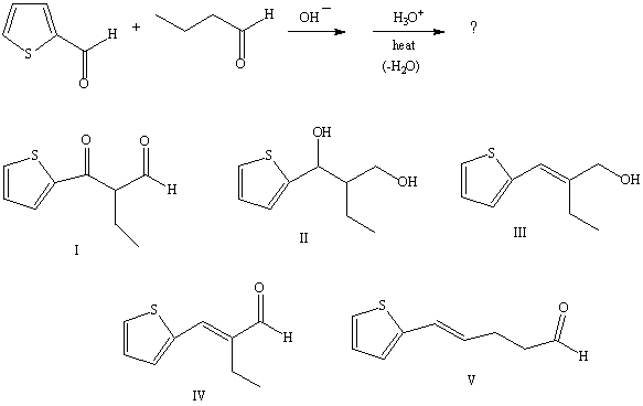 What would be the major product of the following reaction?   A) I B) II C) III D) IV E) V
