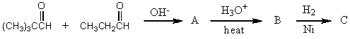 What would be the product,C,of the following reaction sequence?   A) (CH<sub>3</sub>) <sub>3</sub>CCH<sub>2</sub>CH<sub>2</sub>CH<sub>2</sub>OH B)    C)    D)    E)   