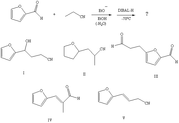What would be the product of the following reaction sequence?   A) I B) II C) III D) IV E) V