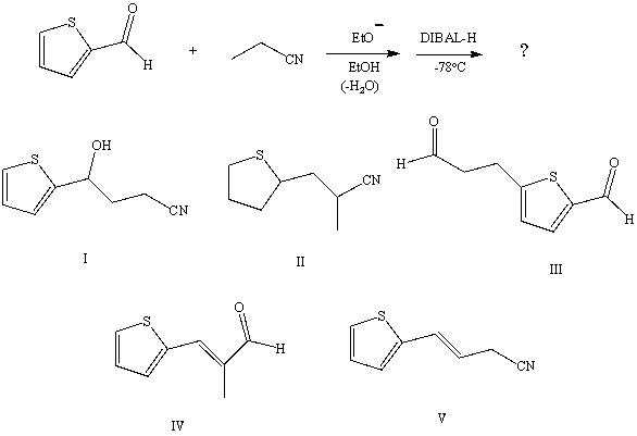 What would be the product of the following reaction sequence?   A) I B) II C) III D) IV E) V