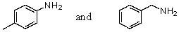  Which reagent would serve as the basis for a simple chemical test that would distinguish between the pair of compounds listed below?   A) AgNO<sub>3</sub> in H<sub>2</sub>O B) HONO,0-5 °C then  \beta -naphthol C) Dilute NaOH D) C<sub>6</sub>H<sub>5</sub>SO<sub>2</sub>Cl and OH<sup>-</sup> in H<sub>2</sub>O E) Dilute HCl 