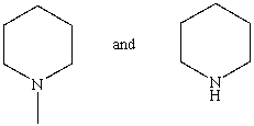 Which reagent would serve as the basis for a simple chemical test that would distinguish between the pair of compounds listed below?   A) AgNO<sub>3</sub> in H<sub>2</sub>O B) Dilute NaHCO<sub>3</sub> C) Dilute NaOH D) C<sub>6</sub>H<sub>5</sub>SO<sub>2</sub>Cl/OH<sup>-</sup>,then H<sub>3</sub>O<sup>+</sup> E) Dilute HCl