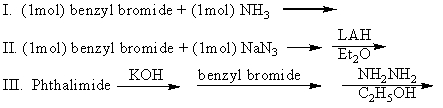 Which of the following can be used to prepare benzylamine (pure) ?   A) I B) II C) III D) I and II E) II and III