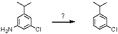  How would one carry out the following transformation?   A) NaNO<sub>2</sub>,HCl,0-5 <sup> \circ </sup>C; then HNO<sub>3</sub> B) NaNO<sub>2</sub>,HCl,0-5 <sup> \circ </sup>C; then H<sub>3</sub>PO<sub>2</sub> C) NaNO<sub>2</sub>,HCl,0-5 <sup> \circ </sup>C; then H<sub>2</sub>,Ni D) C<sub>6</sub>H<sub>5</sub>SO<sub>2</sub>Cl,OH<sup>-</sup>; then HCl E) NaH,DMSO 