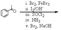 Which of the following might be used to synthesize m-bromoaniline? A)    B)    C)    D)    and   E)    and  