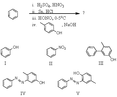 Which is the major product of the following reaction?   2 A) I B) II C) III D) IV E) V