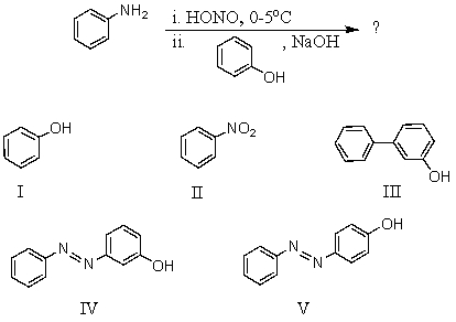 Which is the major product of the following reaction?   2 A) I B) II C) III D) IV E) V