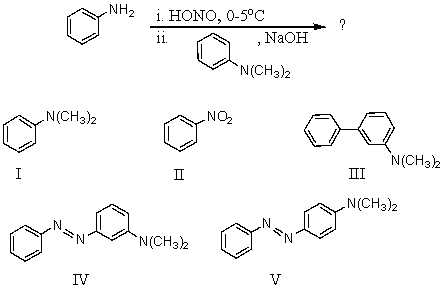 Which is the major product of the following reaction?   2 A) I B) II C) III D) IV E) V