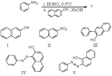 Which is the major product of the following reaction?   2 A) I B) II C) III D) IV E) V