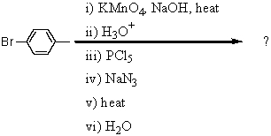 What would be the product of the following reaction sequence?   A) p-bromobenzamide B) p-bromobenzaldehyde oxime C) p-bromobenzenesulfonamide D) p-bromoaniline E) 4-bromo-3-chlorobenzoic acid