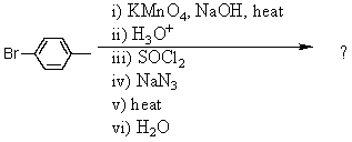 What would be the product of the following reaction sequence?   A) p-bromobenzamide B) p-bromobenzaldehyde oxime C) p-bromobenzenesulfonamide D) p-bromoaniline E) 4-bromo-3-chlorobenzoic acid