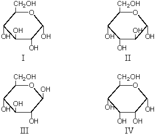 Which are the anomers?   A) I and II B) I and III C) II and III D) II and IV E) III and IV