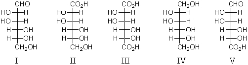An aldaric acid is represented by:   A) I B) II C) III D) IV E) V