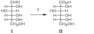 Which reagent would be used for the following transformation?   A) Ag(NH<sub>3</sub>) <sub>2</sub><sup>+</sup> B) HNO<sub>3</sub> C) Br<sub>2</sub>/H<sub>2</sub>O D) HCl E) Ag(NH<sub>3</sub>) <sub>2</sub><sup>+</sup> and Br<sub>2</sub>/H<sub>2</sub>O